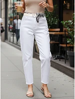 Dámské džíny mom fit s vysokým pasem bílé FashionStreet UY2935