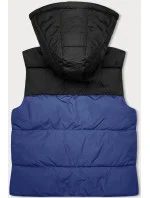 Modro-černá krátká dámská vesta J.STYLE s kapucí (16M9112-184)
