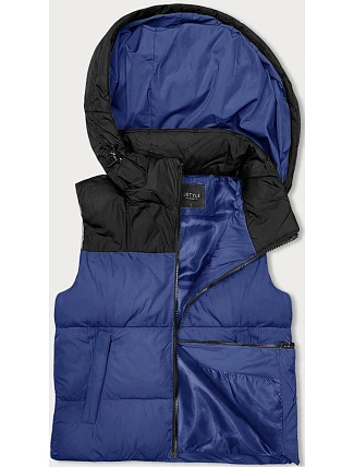 Dámská krátká vesta s kapucí j.style tmavě modro-černá (16M9112-184) Dámská krátká vesta s kapucí j.style tmavě modro-černá (16M9112-184)