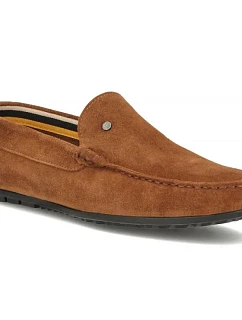 Pánské semišové kožené mokasíny polobotky camel Filippo MP923