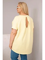 Dámská bavlněná halenka Plus Size s krátkým rukávem žlutá