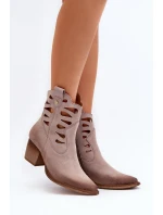 Kožené boty s výstřihy Maciejka 06412-04 Beige