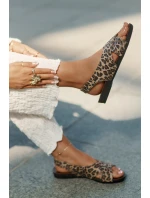 Dámské kožené sandály leopardí hnědé Zazoo 40407