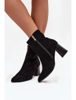 Dámské Botky Z Eko Semiše Na Podpatku Se Zipem Černé Zelita