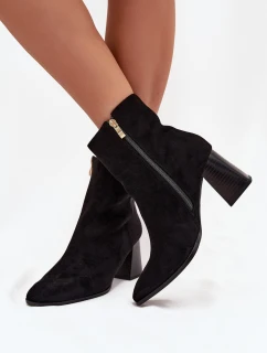 Dámské Botky Z Eko Semiše Na Podpatku Se Zipem Černé Zelita
