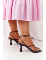 Sandály Na Podpatku Se čtvercovou špičkou S.Barski C420-11 Černé Sandály Na Podpatku Se čtvercovou špičkou S.Barski C420-11 Černé