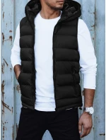 Pánská prošívaná vesta s kapucí černá FashionStreet TX4750