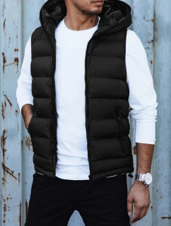 Pánská prošívaná vesta s kapucí černá FashionStreet TX4750