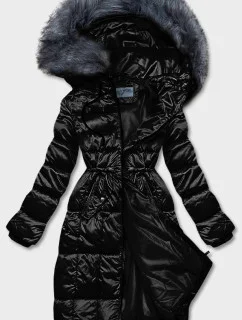 Černá dámská metalická zimní bunda (B8073-1)