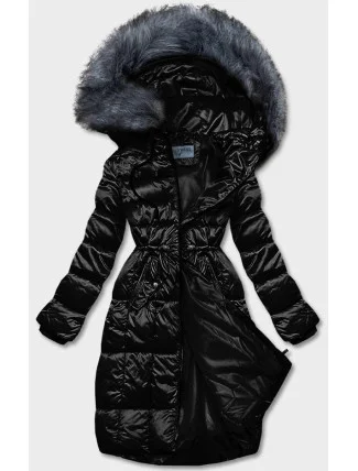 Černá dámská metalická zimní bunda (B8073-1)