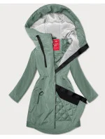 Lehce zateplená světle zelená dámská bunda s kapucí LHD (LHD-24589) Lehce zateplená světle zelená dámská bunda s kapucí LHD (LHD-24589)