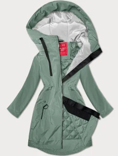 Lehce zateplená světle zelená dámská bunda s kapucí LHD (LHD-24589)