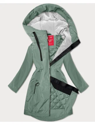 Lehce zateplená světle zelená dámská bunda s kapucí LHD (LHD-24589) Lehce zateplená světle zelená dámská bunda s kapucí LHD (LHD-24589)