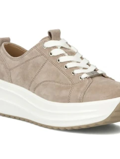 Dámské kožené boty na platformě béžové Filippo DP6795