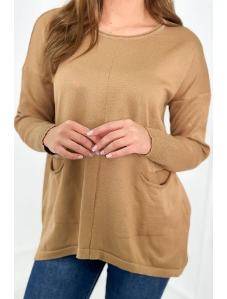 Svetr s předními kapsami Velbloud Svetr s předními kapsami Velbloud