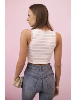 Dámský bavlněný top s výstřihem a zlatým akcentem pudrově růžový