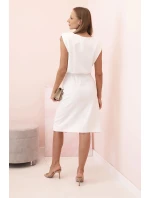 Dámská pruhovaná bavlněná šaty s V výstřihem a knoflíky tmavě mátová