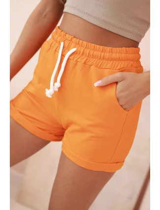 Dámské bavlněné kraťasy s gumou a šňůrkou v pase oranžové