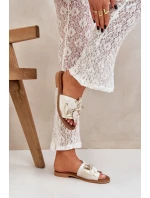 Pantofle S Dekorací Přírodní Kůže Zazoo 3667 Zlatý Opraný