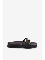 Ženské pantofle s zlatým sponou Černé Rosivana