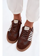 Dámské tenisky z pravé kůže a semiše Big Star TT274715 Čokoládové