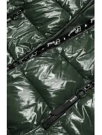 Tmavě zelená lakovaná dámská bunda (B8039-10)