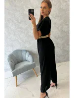 Kombinéza s ozdobným páskem v pase černá