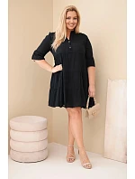 Dámské bavlněné šaty Plus Size s volánky černá