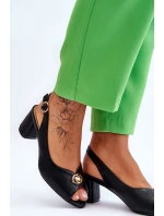 Módní kožené sandály na podpatku Černé Hette