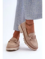 Semišové dámské mokasíny s ozdobou D&A béžová