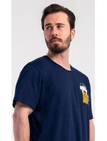 Pánská noční košile s krátkým rukávem Pivo Tmavě modrá - Vienetta Pánská noční košile s krátkým rukávem Pivo Tmavě modrá - Vienetta