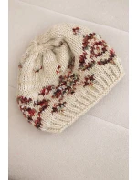 Dámská zimní čepice s barevnými vzory a silným nápletem K353 béžová