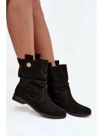 Kožené semišové dámské boty s žebrováním zateplené Zazoo 4210 Černé Kožené semišové dámské boty s žebrováním zateplené Zazoo 4210 Černé