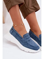 Dámské mokasíny z přírodního semiše na platformě Vinceza 79626 tmavě modré