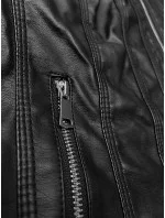 Černá klasická plus size bunda z eko-kůže J Style (11Z8133)