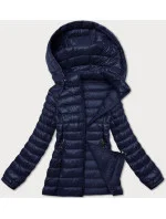 Tmavě modrá dámská prošívaná bunda s kapucí J Style (16M9102-215)
