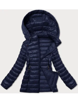 Tmavě modrá dámská prošívaná bunda s kapucí J Style (16M9102-215)