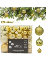 DEKORATIVNÍ PLASTOVÉ CETKY BEZPEČNÉ 46KS ZLATÁ SLÍDA