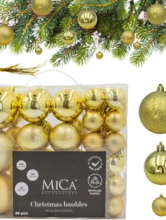 DEKORATIVNÍ PLASTOVÉ CETKY BEZPEČNÉ 46KS ZLATÁ SLÍDA