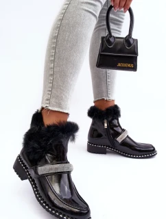 Boty Na Plochém Podpatku A Platformě Sztyblety Černé Linestta