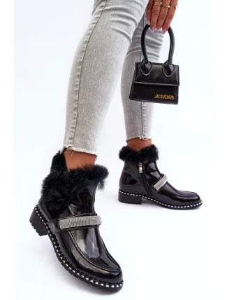 Boty Na Plochém Podpatku A Platformě Sztyblety Černé Linestta