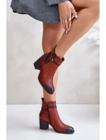 Dámské boty na podpatku s vyteplením a páskem hnědé Zinithia Dámské boty na podpatku s vyteplením a páskem hnědé Zinithia