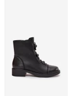 Kožené dámské kotníkové boty s ozdobnými květinami vyhřívané černé Belverine