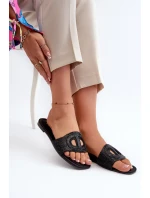 Černé dámské pantofle na plochém podpatku Dimrose Černé dámské pantofle na plochém podpatku Dimrose