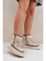 Dámské sněhule s výšivkou na platformě světle béžové Naleris