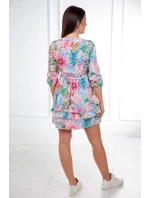 Květinové šaty s vázáním v pase, pudrově růžové Květinové šaty s vázáním v pase, pudrově růžové