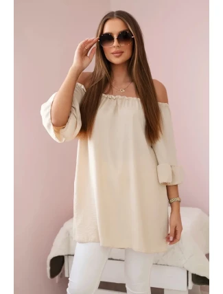 Španělská halenka s volánky na rukávu béžový Španělská halenka s volánky na rukávu béžový