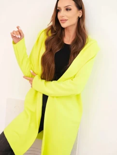 Dámská bavlněná bunda s kapucí a prodlouženým předním dílem neonově žlutý
