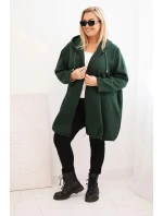 Dámská mikina zateplená Plus Size s kapucí a véčkovým výstřihem hnědá