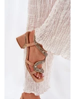 Dámské Sandály Na Podpatku S Krystaly Béžové Artiker 56C1374